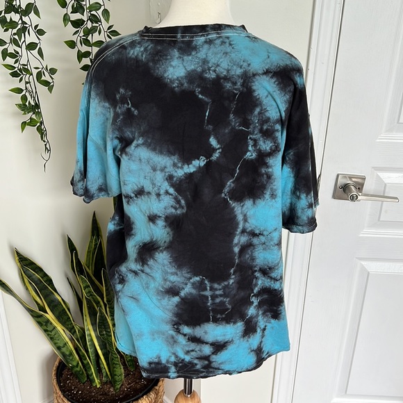 Blue & Black Tie-Dye Crew Neck Oversized T-Shirt Sz L - Picture 3 of 8
